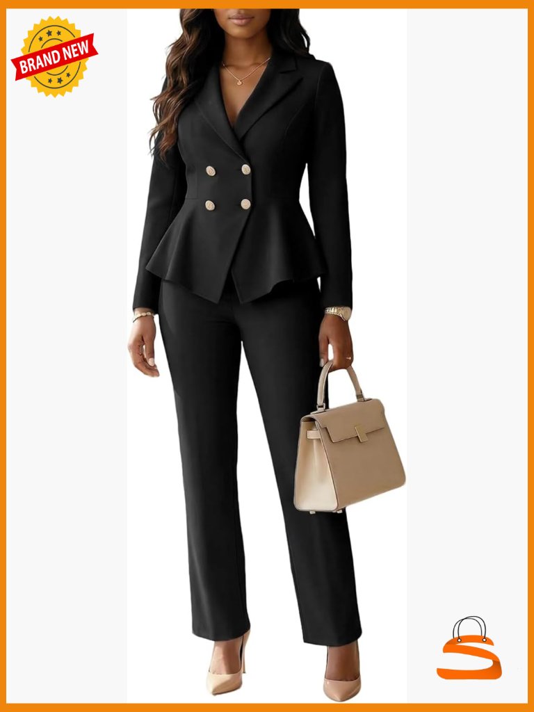 2-Piece Pantsuit Set Blazer & Trousers Women Dressy Work Outfit